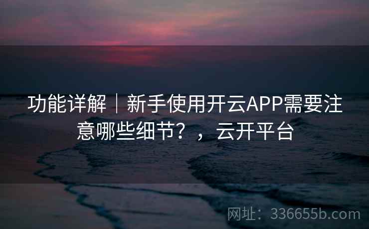 功能详解｜新手使用开云APP需要注意哪些细节？，云开平台