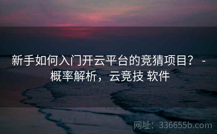 新手如何入门开云平台的竞猜项目？ - 概率解析，云竞技 软件